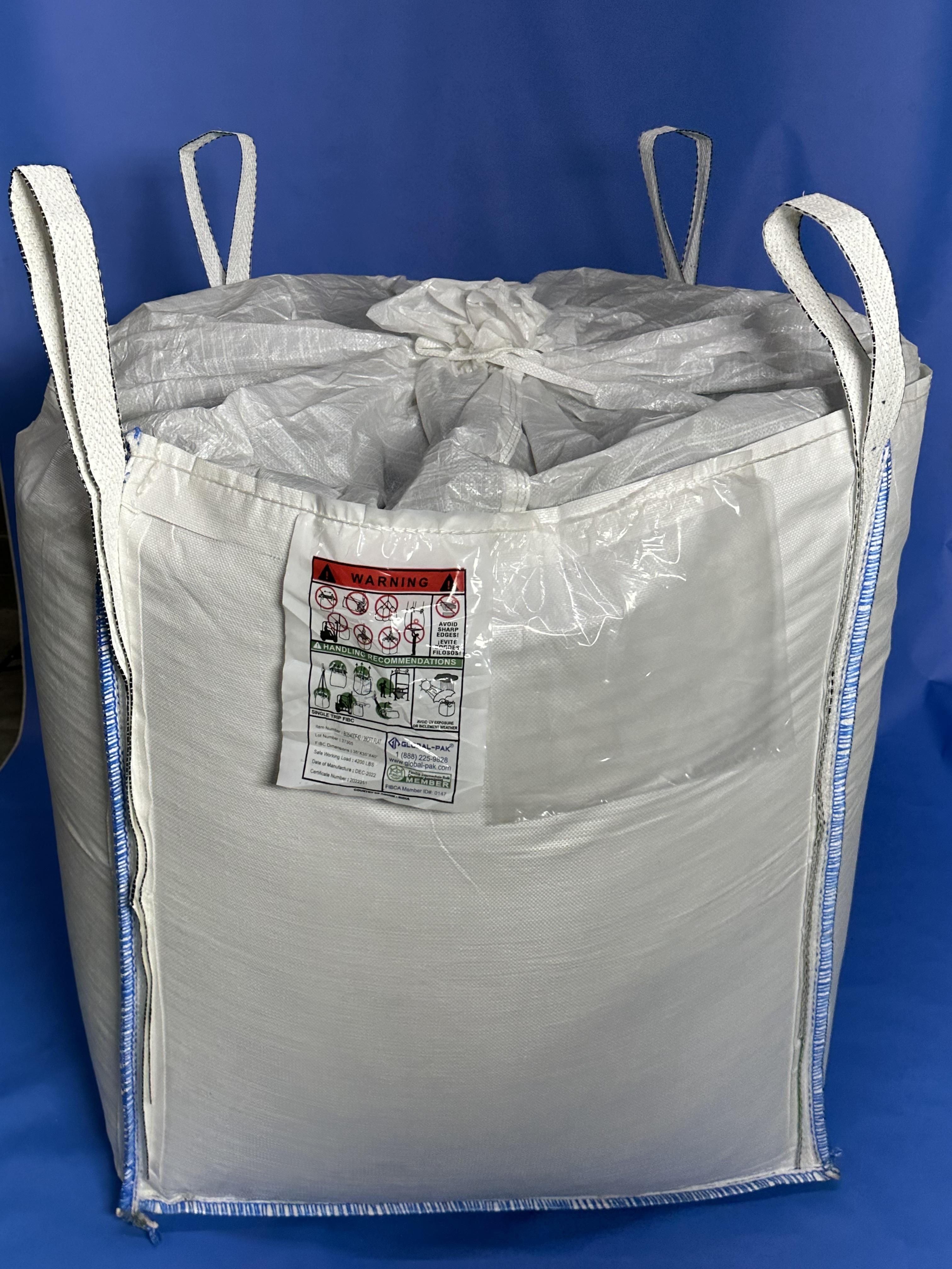 Duffle Top Bulk Bag 35" x 35" x 40" Duffel Top, Flat Bottom SWL 4200 lbs.